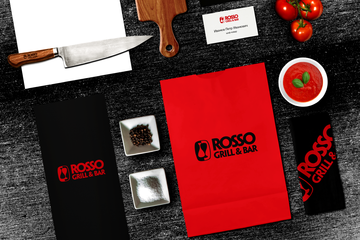 ROSSO GRILL & BAR I логотип, элементы фирменного стиля