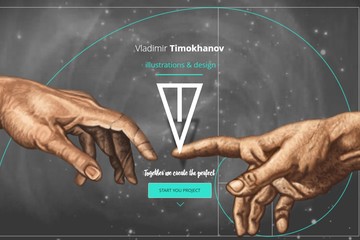 Многостраничный анимированный сайт-портфолио "Vladimir Timokhanov. Illustrations & design" для всех устройств.